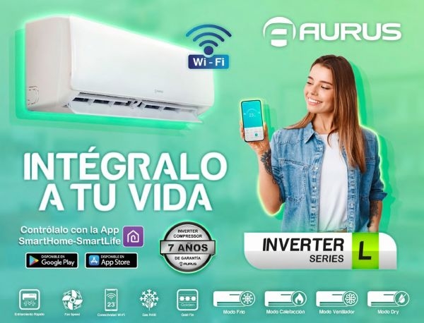 Imagen de Minisplit Aurus tecnología Inverter 1 Ton. 220V F/C Aurus con Wi-Fi